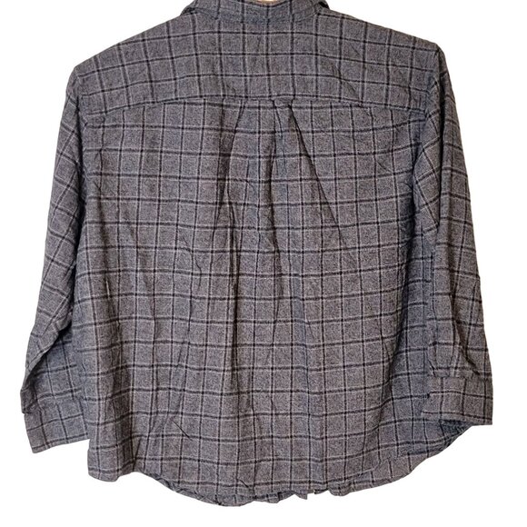 Wrangler Snap Up Flannel Shirt‎ Men's XXL Gray Long Sleeve Plaid - Picture 3 of 5